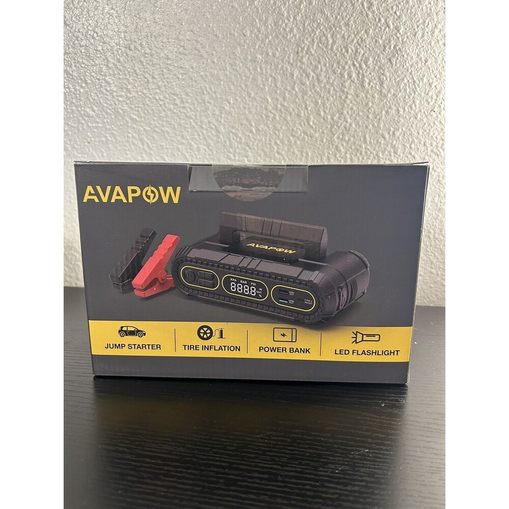 AVAPOW Starter Power Supply with Air Pump T09C Black Gray Yellow 4000A 24000mah
